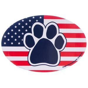 USA American Flag Dog Paw Oval Car Magnet 4"x6" New